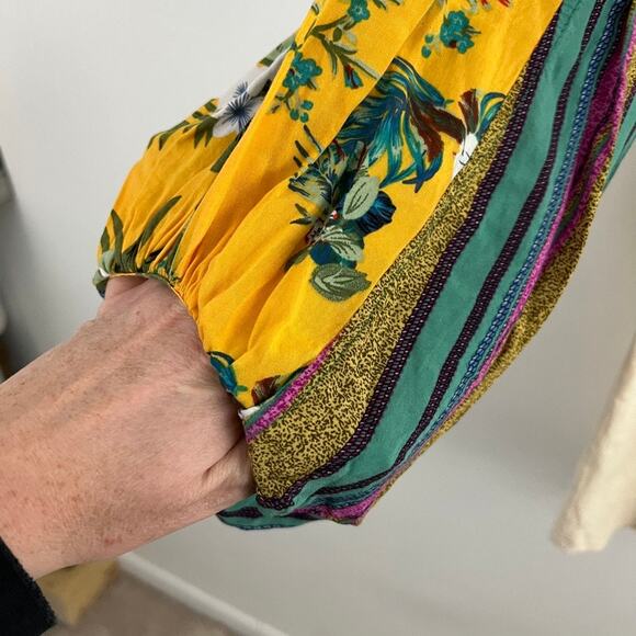 Umgee Cream Tunic Dress Floral Puff Sleeves Medium Boho Festival Size XL - Picture 7 of 12